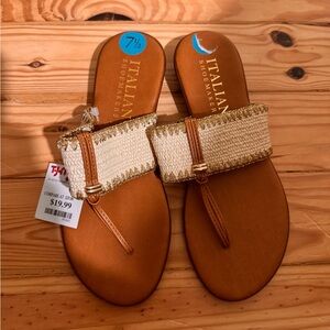 Italian Shoemakers Women's Brown and Cream Sandals 7.5